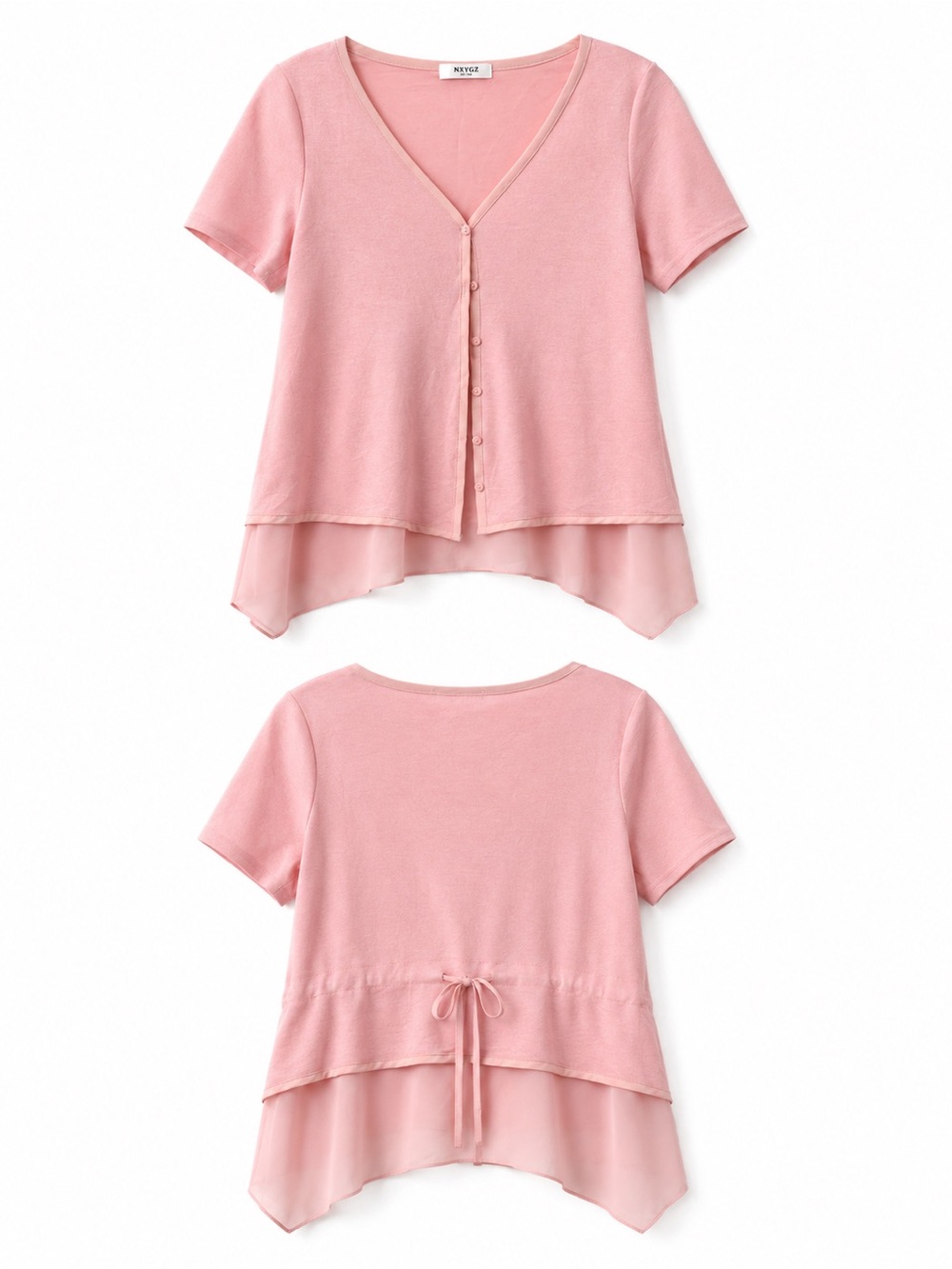 Layered Pink Short-Sleeve Cardigan Top #balletcore